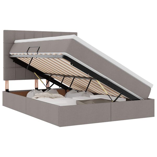 vidaXL F&ouml;rvaringss&auml;ng med LED med madrass Taupe 140 x 200 cm Polyester