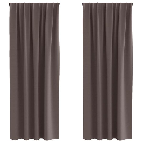 vidaXL M&ouml;rkl&auml;ggningsgardiner med Ringar 2 pcs M&ouml;rkbrun 225 x 140 cm