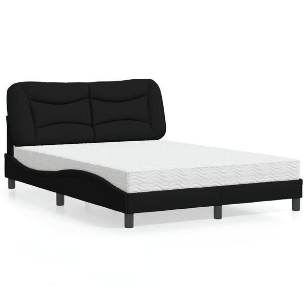 vidaXL Bed with Mattress "Hvar" Black 140x200 cm Fabric