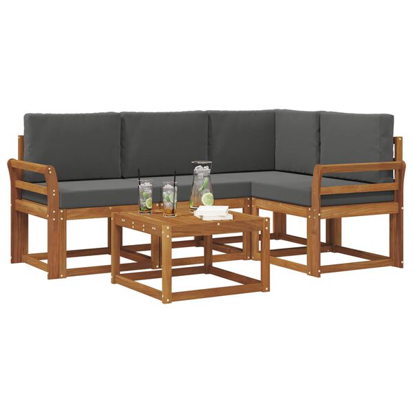 vidaXL Utomhussoffset med kudde 5 pcs Naturlig och Antracit