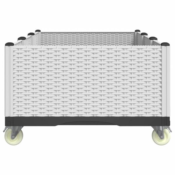 vidaXL Odlingsl&aring;da med hjul vit 150x80x54 cm PP