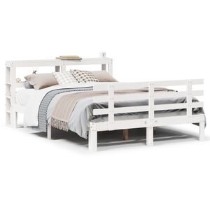 vidaXL S&auml;ngram med huvudgavel vit 135x190 cm massiv furu