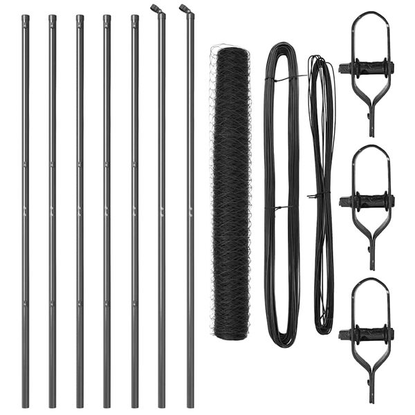 vidaXL St&auml;ngselstolpe Gr&aring; 10 x 1,2 m (50 mm n&auml;t) St&aring;l och PVC