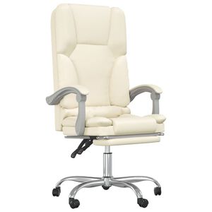 vidaXL Kontorsstol med massage gr&auml;ddvit konstl&auml;der