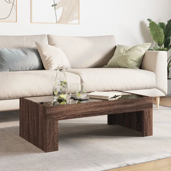 vidaXL Soffbord med Infinity LEDs brun ek 90x50x30 cm