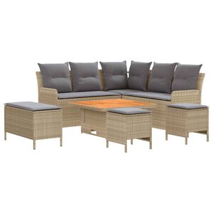 vidaXL M&ouml;belset 7 st Beige och Ljusgr&aring; PE Rattan