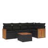 vidaXL Loungegrupp med dynor 6 delar svart konstrotting