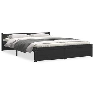 vidaXL S&auml;ngram svart massivt tr&auml; 135x190 cm