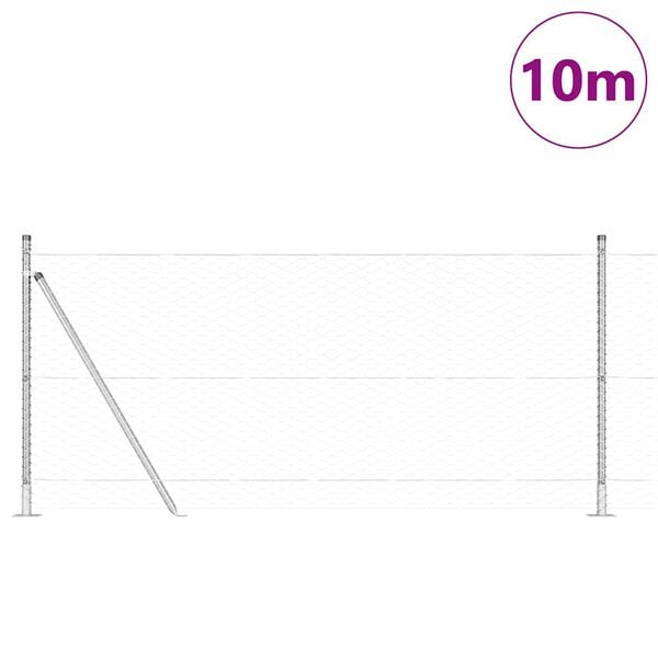 vidaXL Stängselstolpe Silver 10 x 0,8 m (36 mm nät) Stål