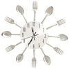 vidaXL V&auml;ggklocka med sked- och gaffeldesign silver 31 cm aluminium
