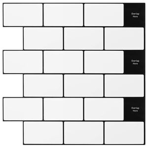 vidaXL Subwaytile 10 pcs Vit svart 30,5 x 30,5 cm Polyuretan och PET