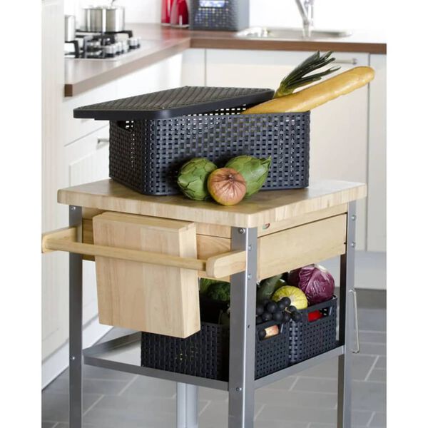 Curver F&ouml;rvaringsl&aring;da med lock Style M 18L metallisk silver