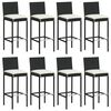 vidaXL Bargrupp f&ouml;r tr&auml;dg&aring;rden 9 delar med dynor svart konstrotting