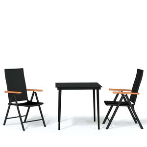 vidaXL Matgrupp f&ouml;r tr&auml;dg&aring;rden 3 delar svart