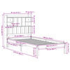 vidaXL Säng med bokhylla utan madrass vit 75x190cm massiv furu