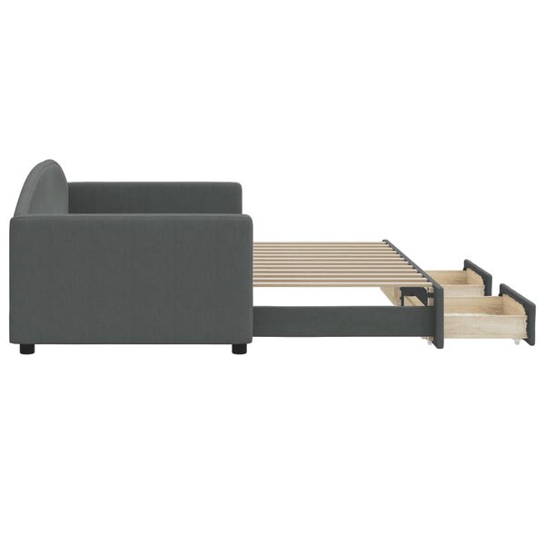 vidaXL Dagbädd utdragbar med lådor mörkgrå 90x200 cm tyg
