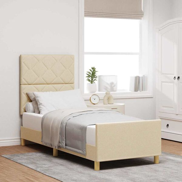 vidaXL S&auml;ngram med huvudgavel Kr&auml;m 80 x 200 cm tyg