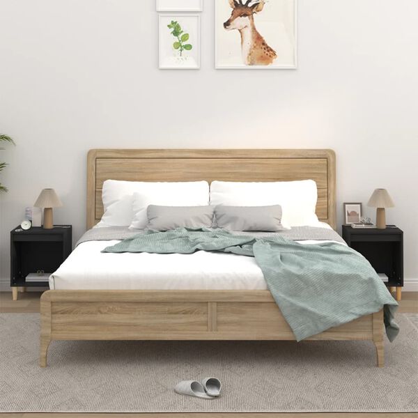 vidaXL Sängbord 2 st svart 40x35x50 cm