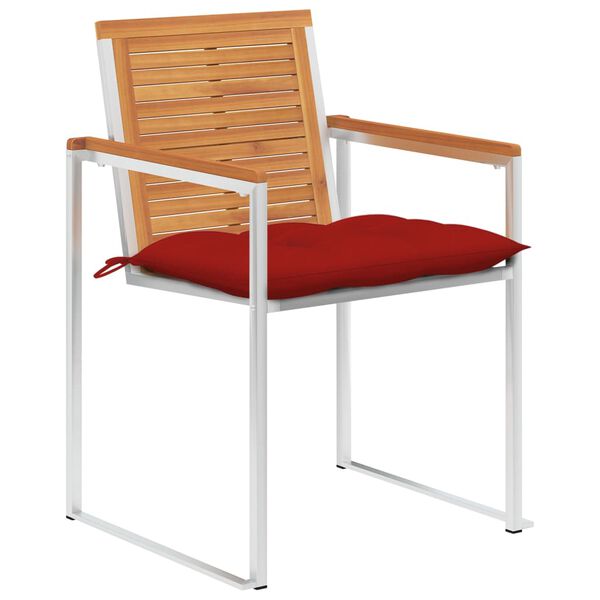 vidaXL Trädgårdsstolar med dynor 4 st massivt akaciaträ