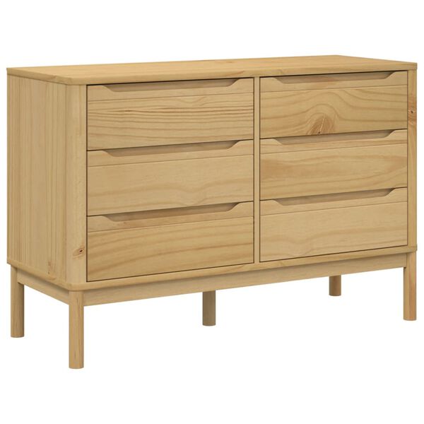 vidaXL Byrå FLORO vaxad brun massiv furu