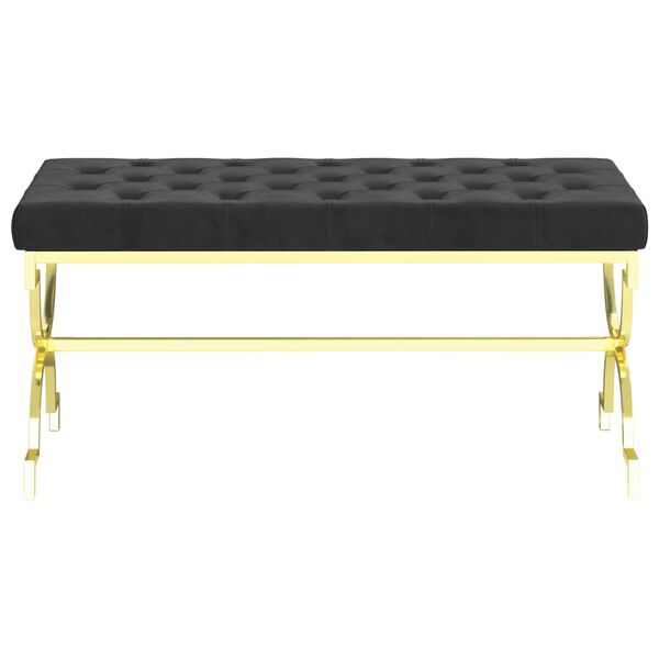 vidaXL B&auml;nk 99 cm svart sammet och rostfritt st&aring;l
