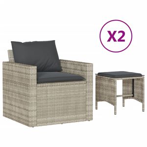 vidaXL Tr&auml;dg&aring;rdssoffset med dynor 4 delar ljusgr&aring; konstrotting