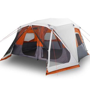 vidaXL Familjet&auml;lt 10 personer med LEDs gr&aring;&orange snabbrest
