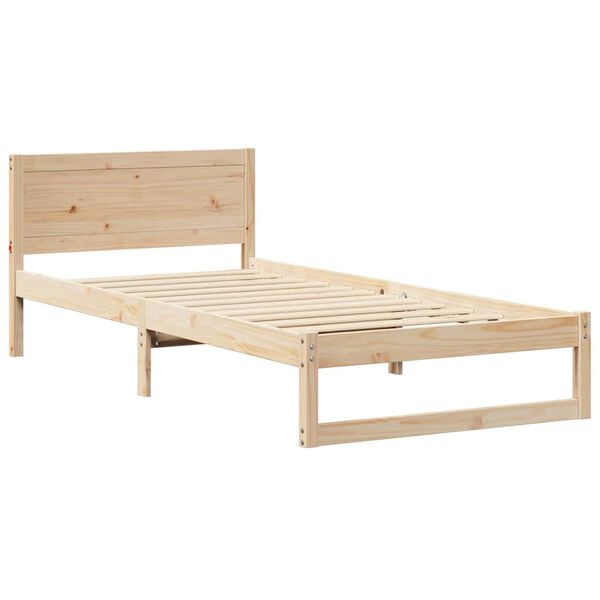 vidaXL S&auml;ngram med huvudgavel Naturf&auml;rg 90 x 200 cm Massiv furu