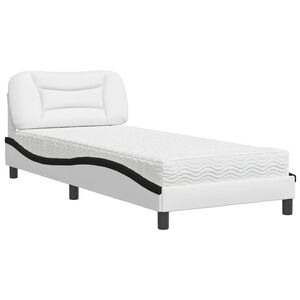 vidaXL S&auml;ng med madrass Hvar vit och svart 80x200 cm konstl&auml;der