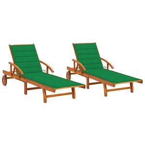 vidaXL Sols&auml;ngar 2 st med dynor massivt akaciatr&auml;