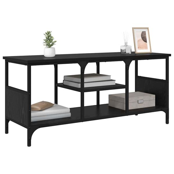 vidaXL TV-sk&aring;p Svart Ek 100 x 35 x 45 cm Konstruerat tr&auml; och j&auml;rn