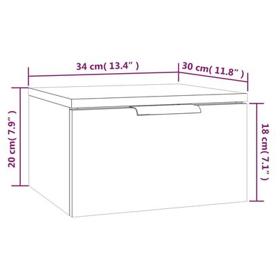 vidaXL Väggmonterat sängbord sonoma-ek 34x30x20 cm