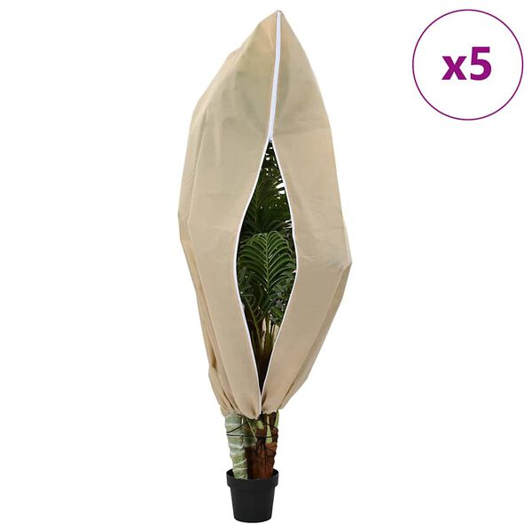 vidaXL Frostskydd för växtfleeceöverdrag 5 pcs Beige 1,55 x 1 m