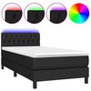 vidaXL Rams&auml;ng med madrass & LED svart 90x190 cm tyg