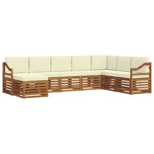 vidaXL Soffgrupper 8 pcs Naturlig och Gr&auml;dde Massivt Akaciatr&auml;