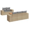 vidaXL Soffgrupp f&ouml;r tr&auml;dg&aring;rden med dynor 6 delar beige konstrotting