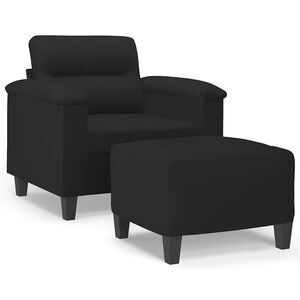 vidaXL F&aring;t&ouml;lj med fotpall svart 60 cm mikrofibertyg