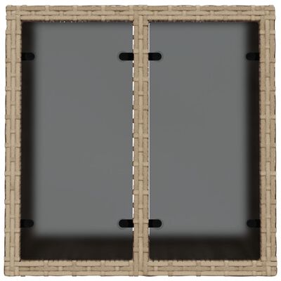vidaXL Trädgårdsbord med glasskiva beige 55x55x37 cm konstrotting