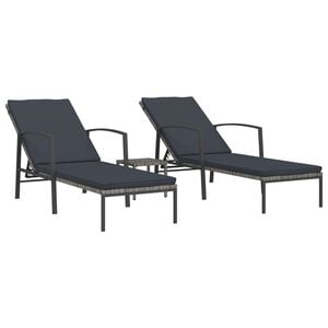 vidaXL Sols&auml;ngar 2 st med bord konstrotting gr&aring;