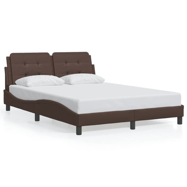vidaXL Bed Frame without Mattress "Zadar" Brown 140x190 cm Faux Leather