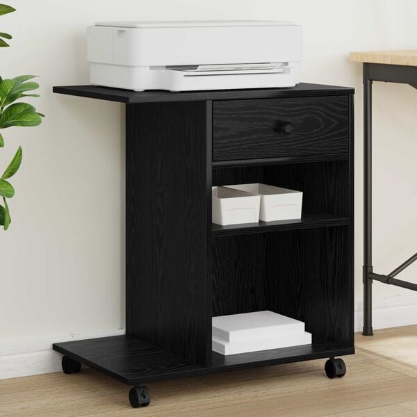 vidaXL Skrivarst&auml;ll Svart Ek 60 x 40 x 68.5 cm Konstruerat tr&auml;