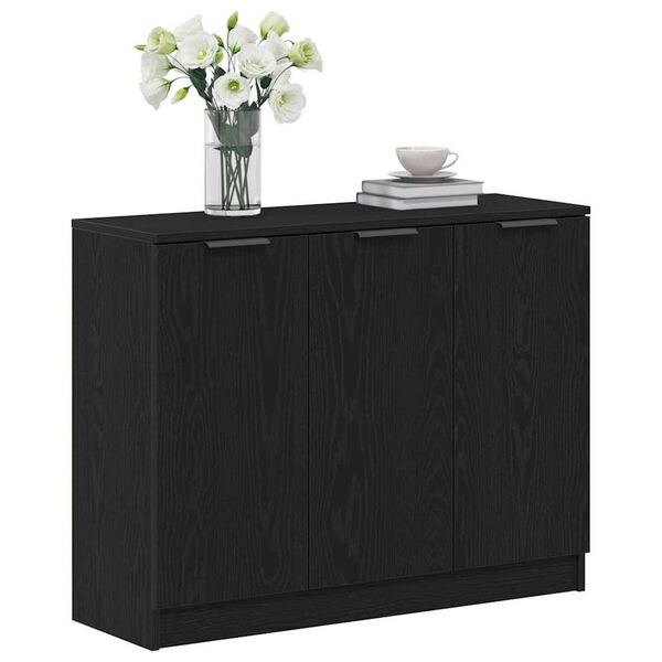 vidaXL Sideboard Svart Ek 90,5 x 30 x 70 cm Konstruerat trä