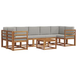 vidaXL Utomhussoffset med kudde 8 pcs Naturlig och Ljus Gr&aring;