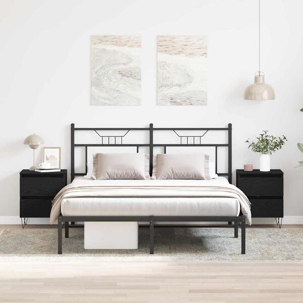 vidaXL Nattduksbord 2 pcs Svart ek 40 x 35 x 50 cm Konstruerat tr&auml;