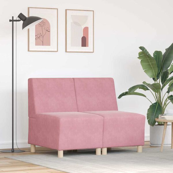 vidaXL Modulsofa utan armst&ouml;d 2 pcs Rosa 55 x 74 x 82 cm Sammet