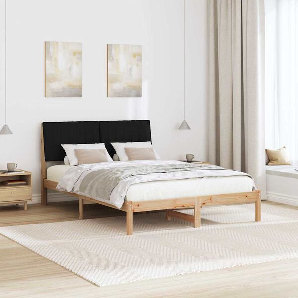 vidaXL S&auml;ngram med huvudgavel Brun 135 x 190 cm Massiv furu