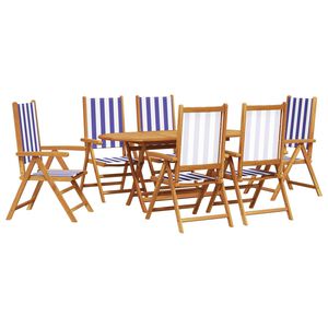vidaXL Tr&auml;dg&aring;rdsm&ouml;belset 7 pcs Bl&aring; och Vit Massivt Akaciatr&auml;