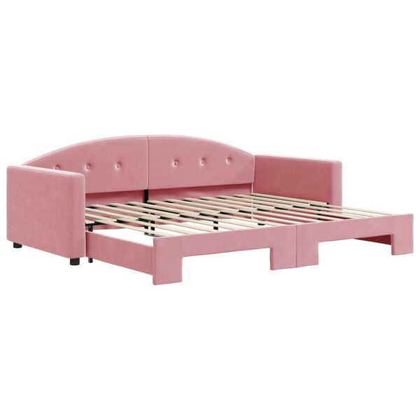 vidaXL Dagb&auml;dd utdragbar rosa 90x200 cm sammet