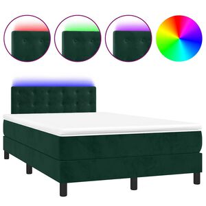 vidaXL Res&aring;rs&auml;ng med madrass och LED m&ouml;rkgr&ouml;n 120x200 cm sammet