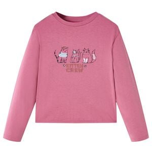 vidaXL T-shirt med l&aring;nga &auml;rmar f&ouml;r barn hallonrosa 104